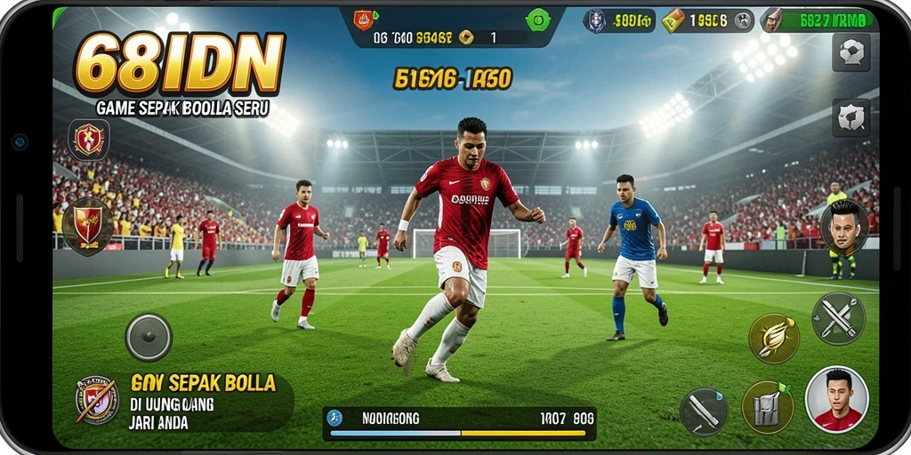 Screenshot gameplay 68IDN menampilkan aksi sepak bola yang mendebarkan.