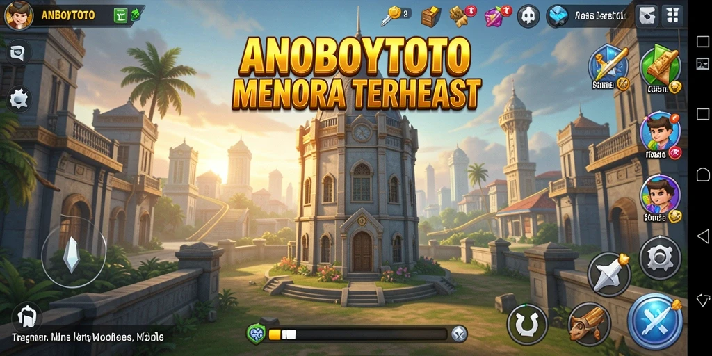 Tampilan gameplay ANOBOYTOTO yang menegangkan dalam pertahanan menara.