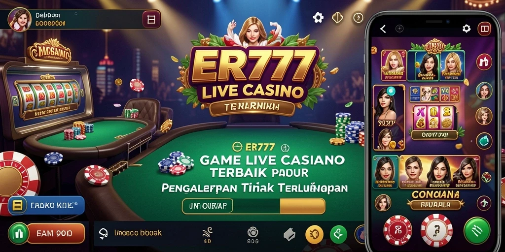 Screenshot gameplay Live Casino di ER777 dengan dealer profesional.