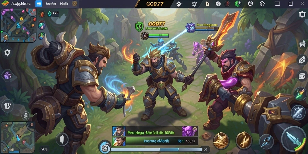 Tampilan gameplay seru di arena MOBA GOD77.