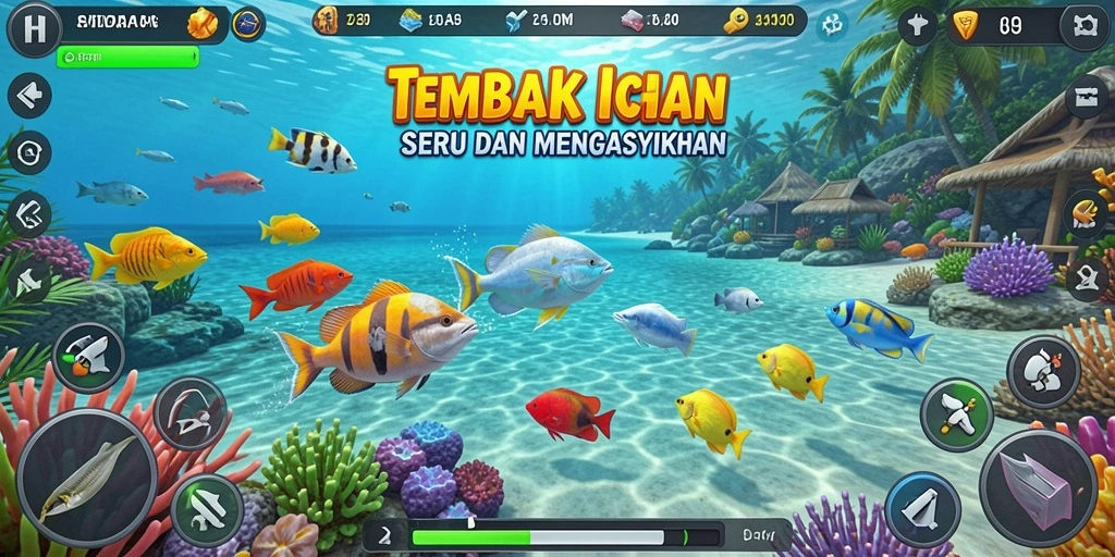 Tampilan gameplay INDAAA yang menarik dan penuh aksi Tembak Ikan.