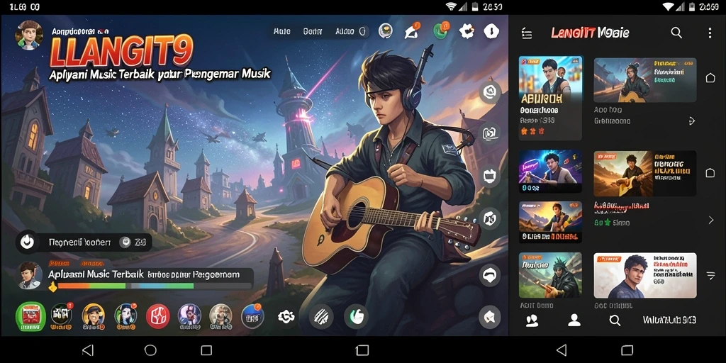 Tampilan gameplay LANGIT99 yang menampilkan berbagai pilihan lagu.
