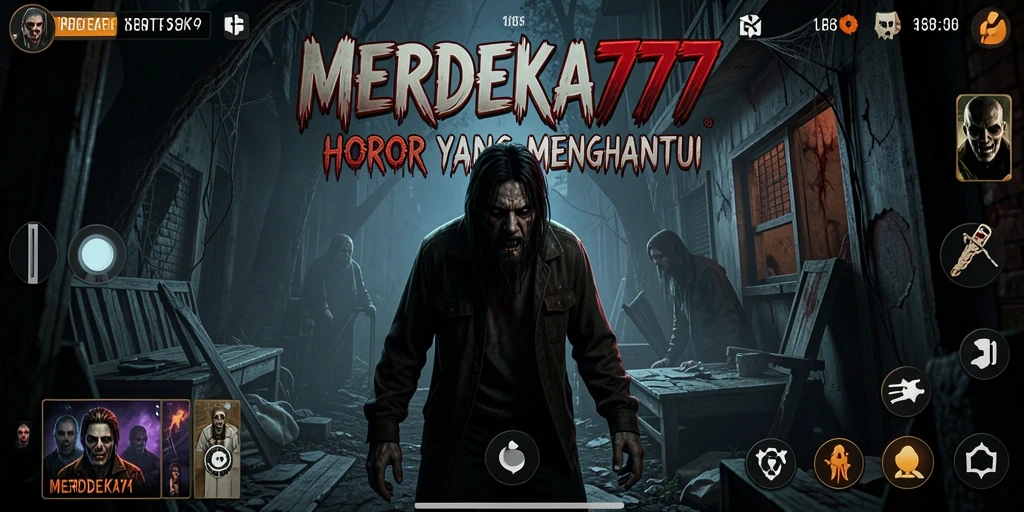 Tangkapan layar gameplay <strong>MERDEKA777</strong> menunjukkan suasana yang mencekam dan menakutkan.